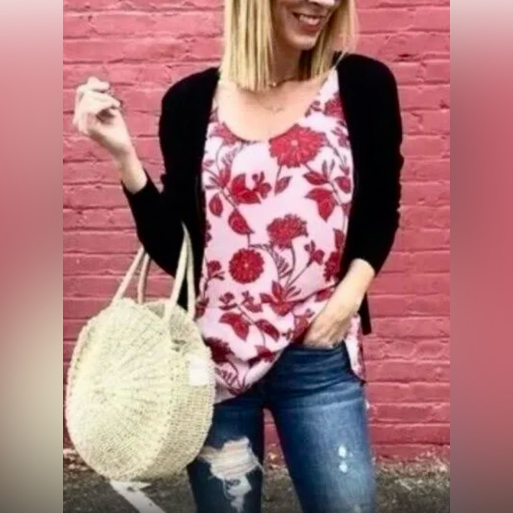Gorgeous Cabi #5533 cranberry crush peblum floral tank-Small